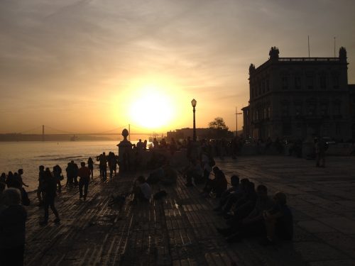 Praça do Comércio Pôr do sol em Lisboa