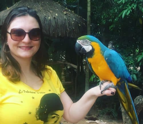 Parque das Aves Contato com arara azul no Parque das Aves