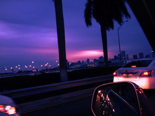 Miami Pôr do sol e o trânsito de Miami
