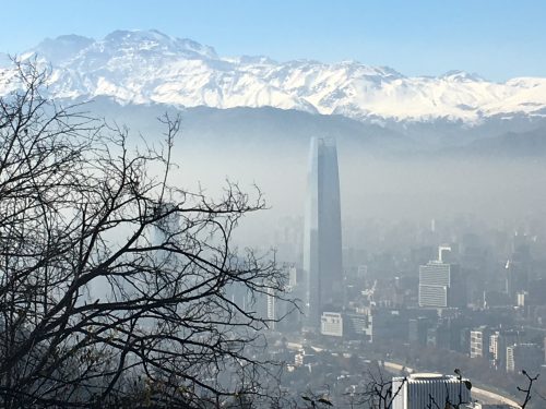 Vista de Santiago Cidade de Santiago e Cordilheira dos Andes