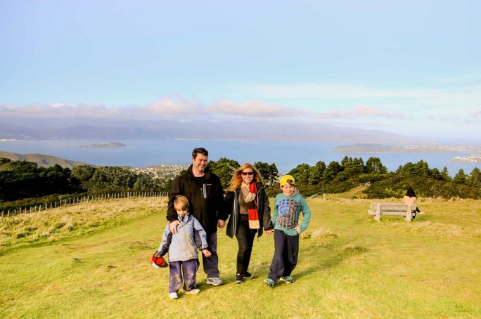 Foto em família na Nova Zelândia