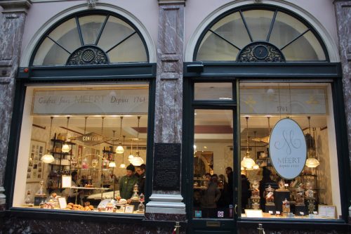 Chocolateria Meert Vitrine da Meert em Bruxelas