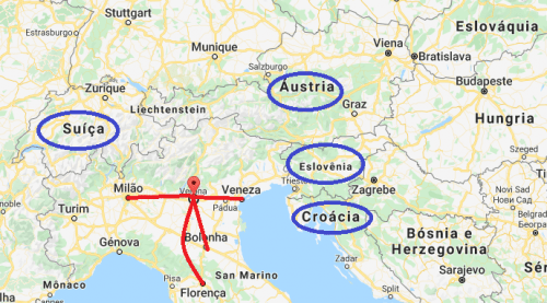 Mapa com Verona