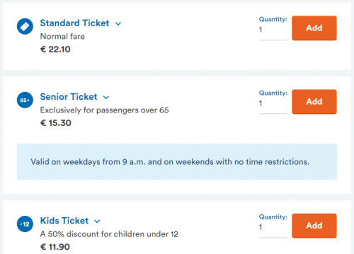 Preço do trem para Bruges