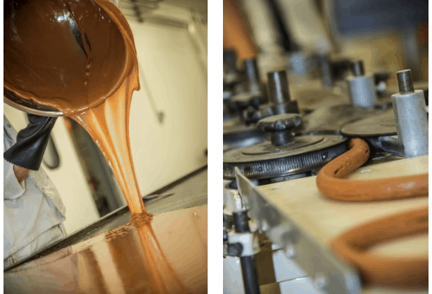 Produção de caramelo em fábrica