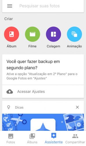 Google Fotos Organização de fotos no celular