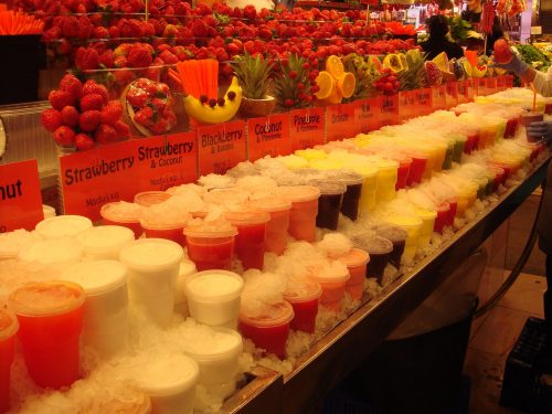 Mercat de la Boqueria Frutas e sucos frescos no Mercat de la Boqueria