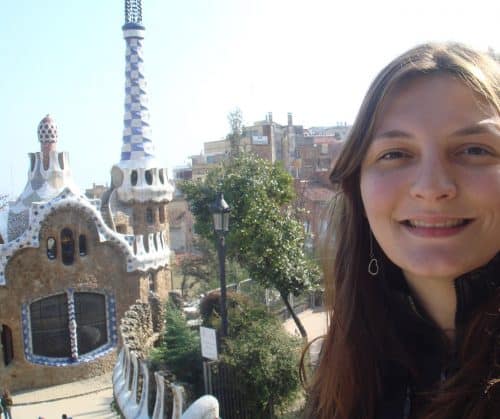 Turista no Parc Güell Arquitetura do Parc Güell