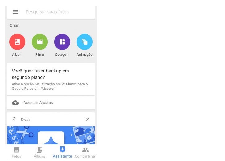 Google Fotos Organização de fotos no celular