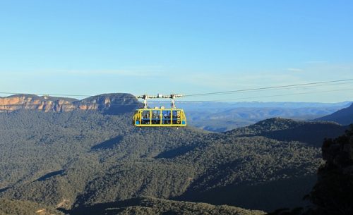 Passeio nas Blue Mountains Teleférico e montanhas ao fundo