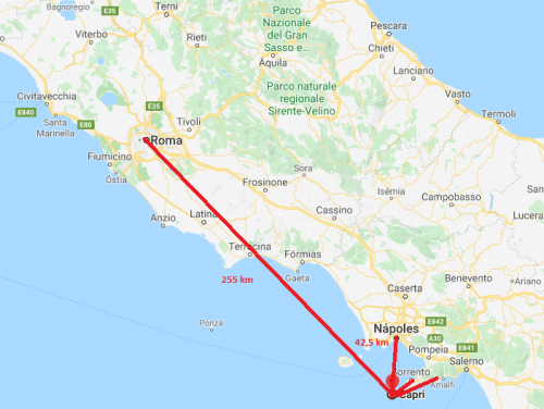 Qual a distância de Capri
