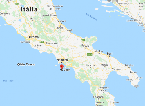 Onde é Capri no mapa da Itália