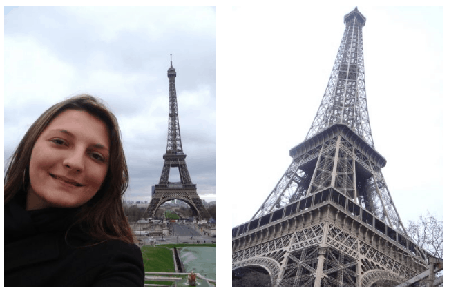 Turista com a Torre Eiffel