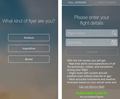 Tela do app sobre medo de avião telas de app sobre medo de avião