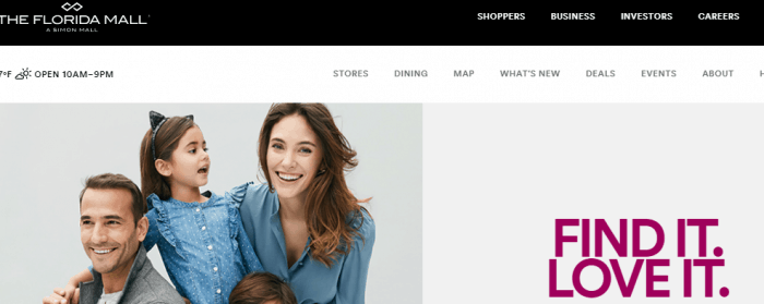Site do Flórida Mall Banner do site do Flórida Mall