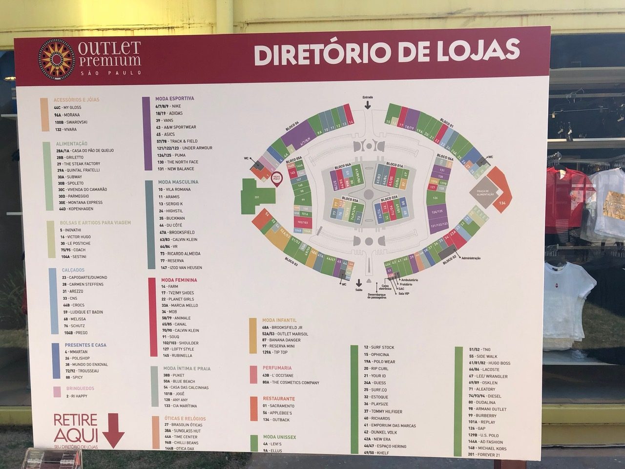 Diretório de lojas da Outlet Premium Mapa com todas as lojas da Outlet Premium
