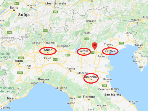 Vicenza no mapa