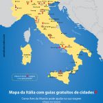 Mapa da Itália com 15 guias gratuitos de cidades