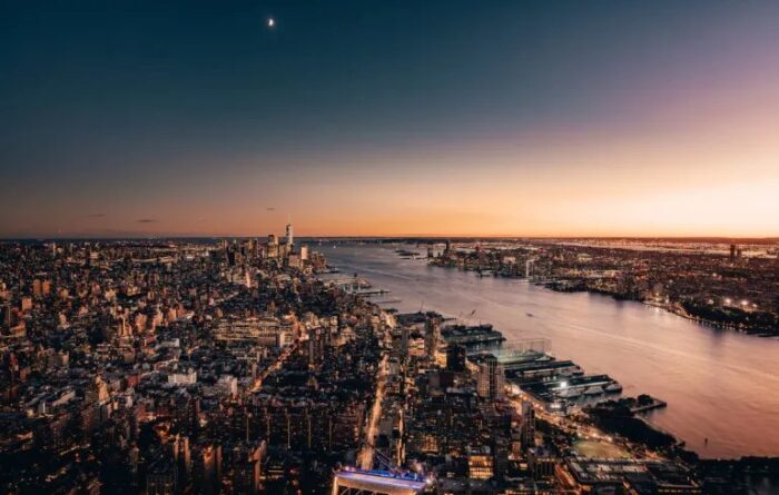 Vista Noturna de Nova York Vista Noturna do The Edge, em Nova York