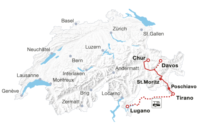 rota do Bernina Express Suíça