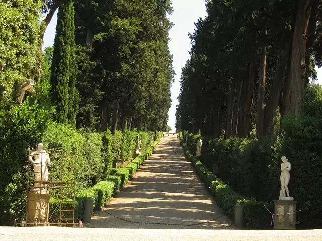 Estátuas e árvores do Giardino di Boboli