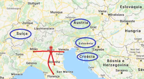Verona no mapa Mapa com Verona