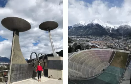 Memorial das Olimpíadas de Inverno em Innsbruck Olimpíadas e pista de ski em Innsbruck
