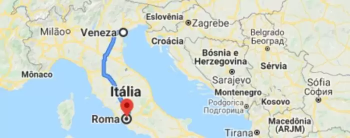 Mapa de Veneza para Roma Mapa Veneza para Roma